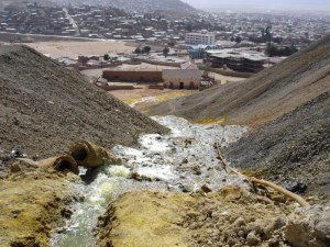 water flowing towards city